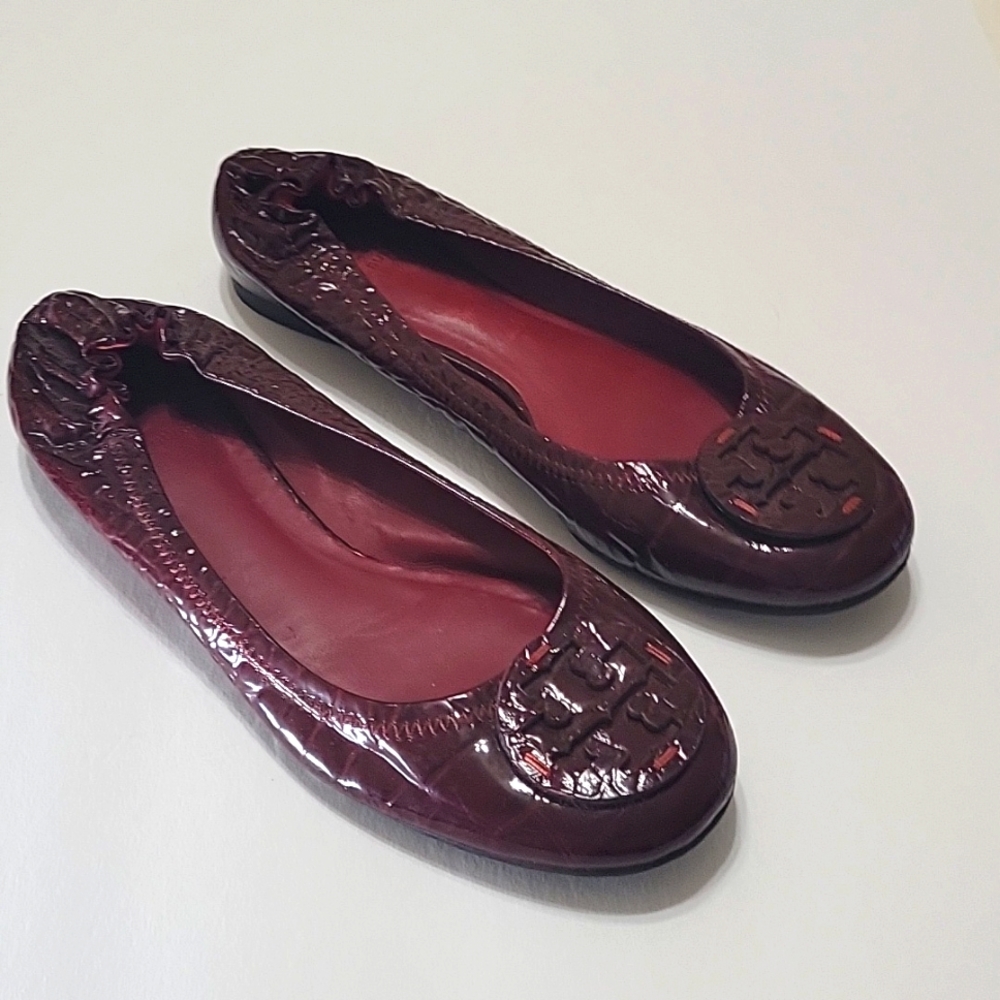 Tory burch Reva croc embossed ballet flat women's size 8